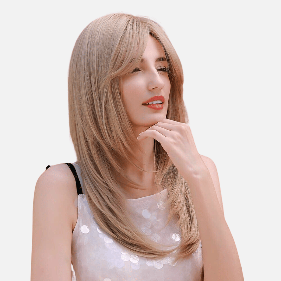 Perruque blonde avec raie