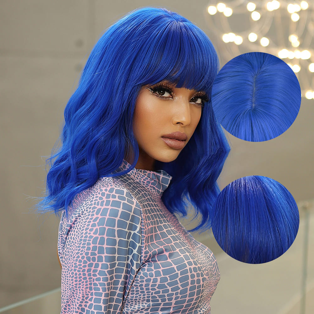 Perruque bleue foncé cheveux