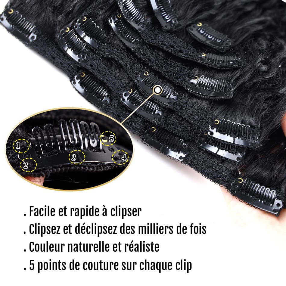 Extension de cheveux à clip afro américain couture