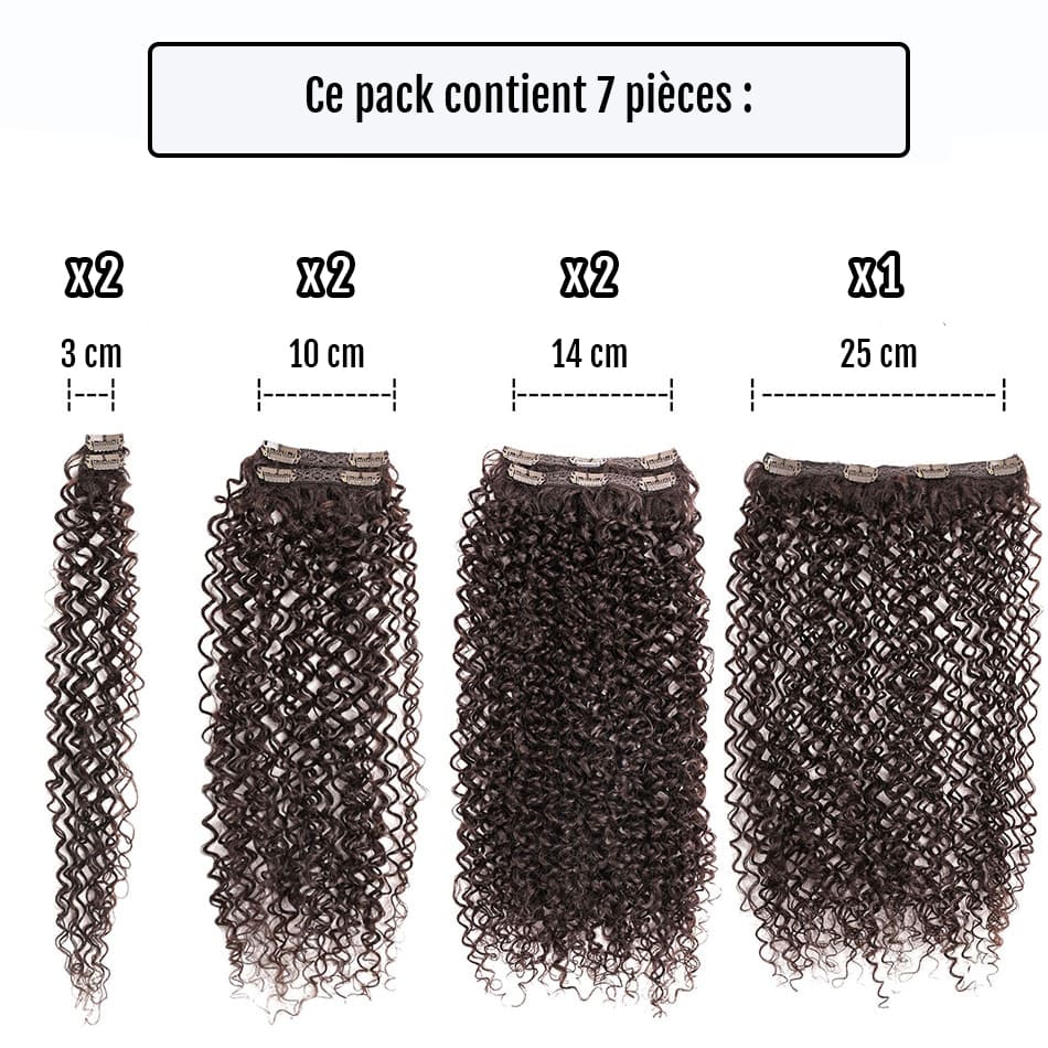 Extension de cheveux à clip frisée pack