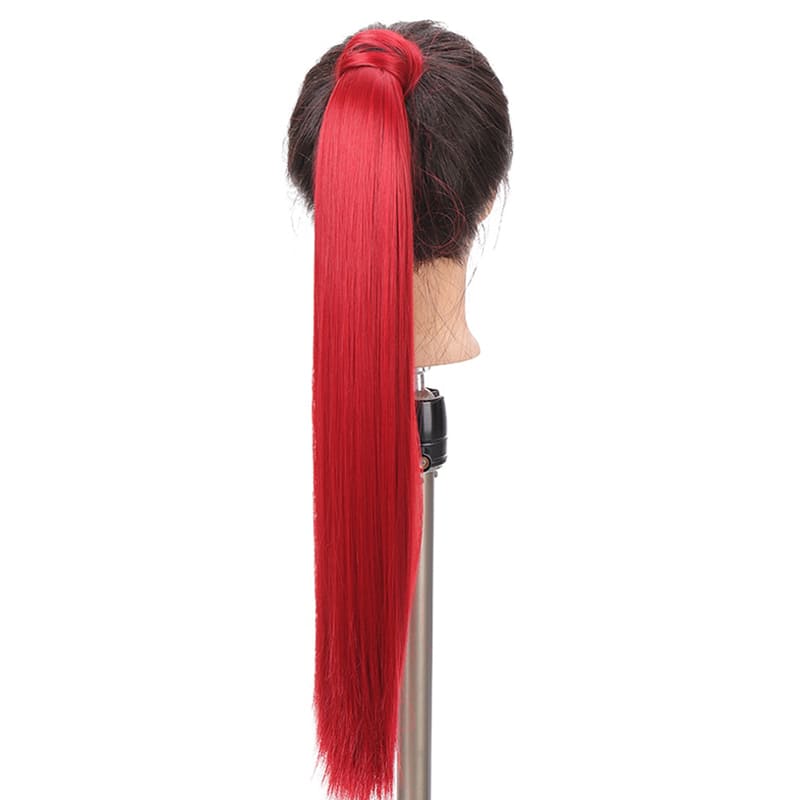 Extension de cheveux à clip rouge lisse