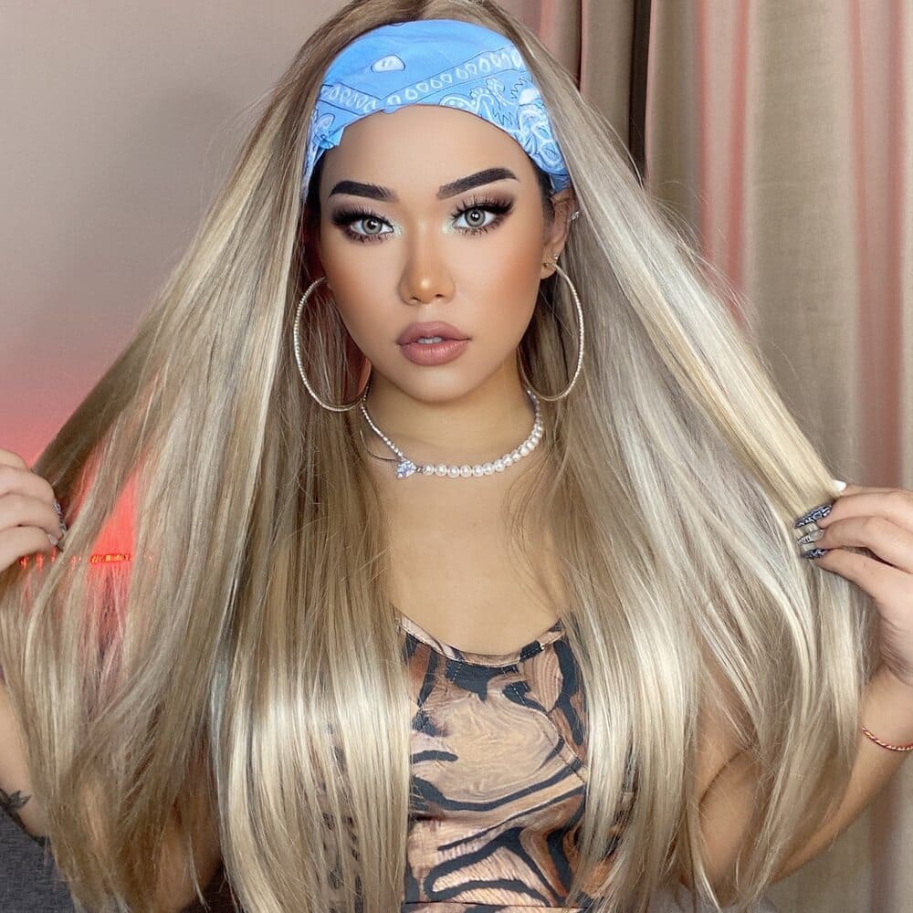 Perruque bandeau blonde longue