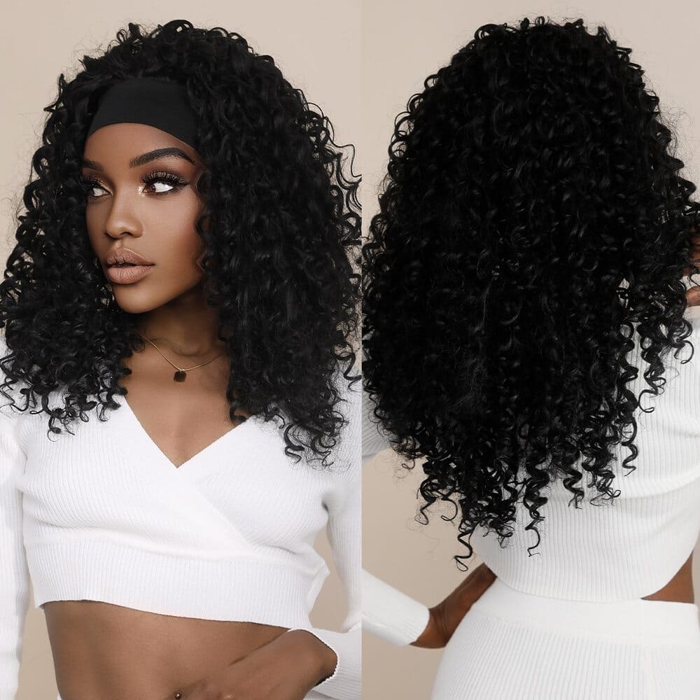 Perruque bandeau intégré noire