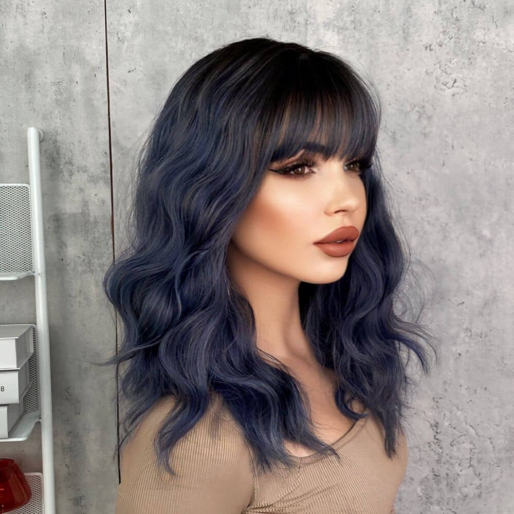 Perruque bleue nuit femme