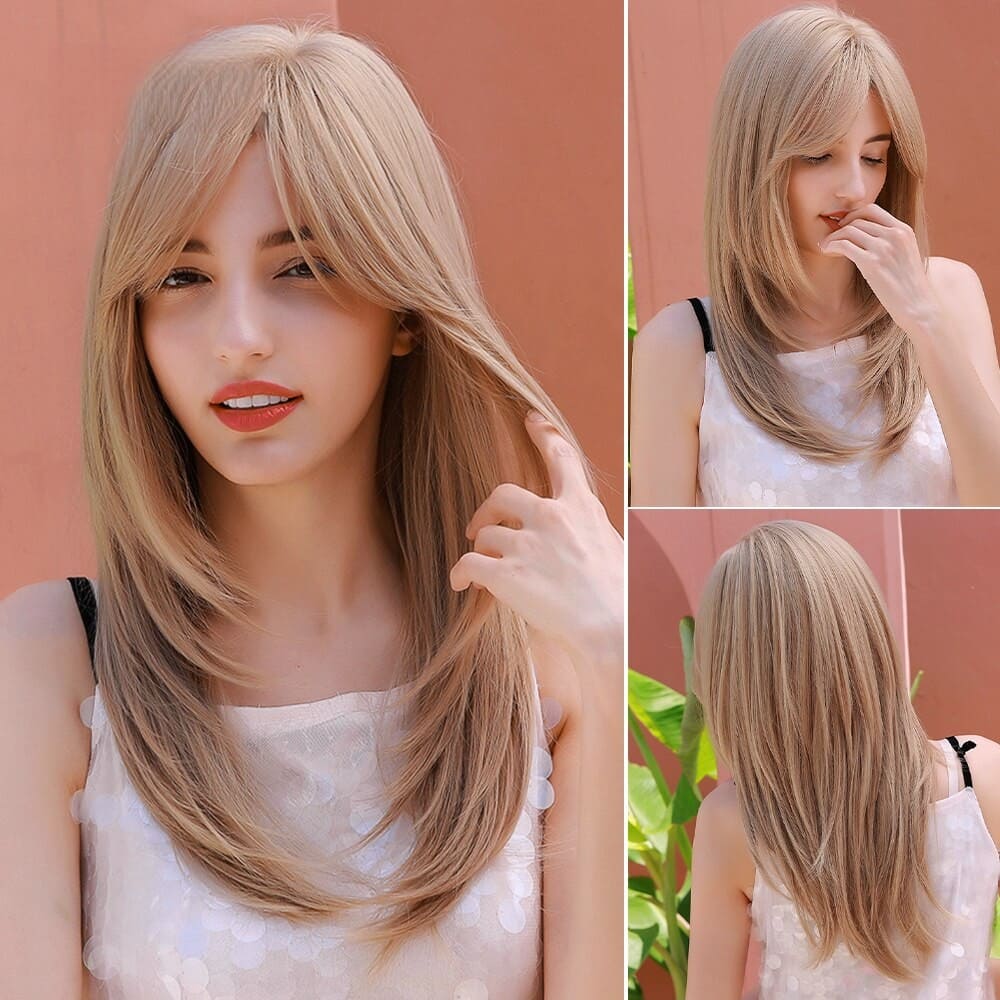 Perruque blonde avec raie lisse