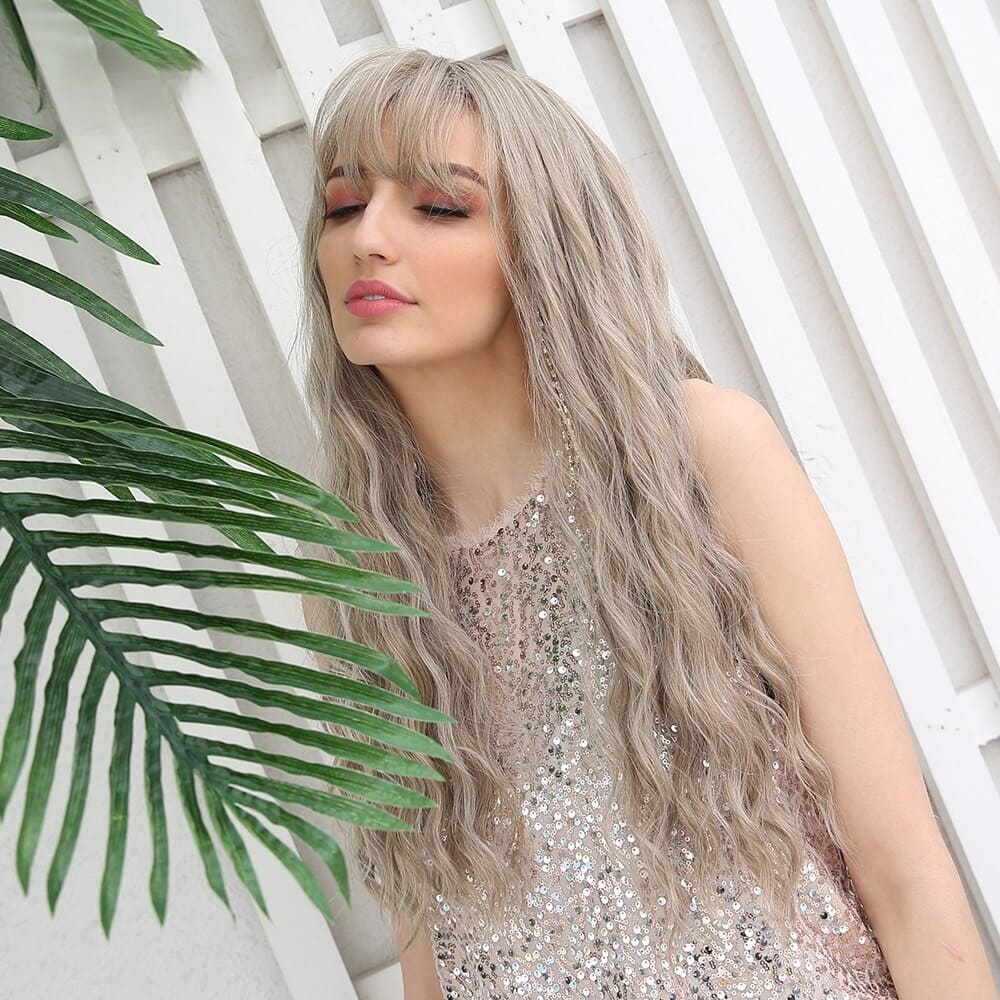 Perruque blonde blanche frange
