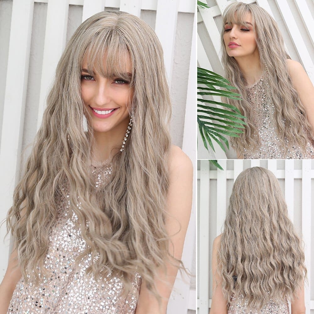 Perruque blonde blanche ondulée