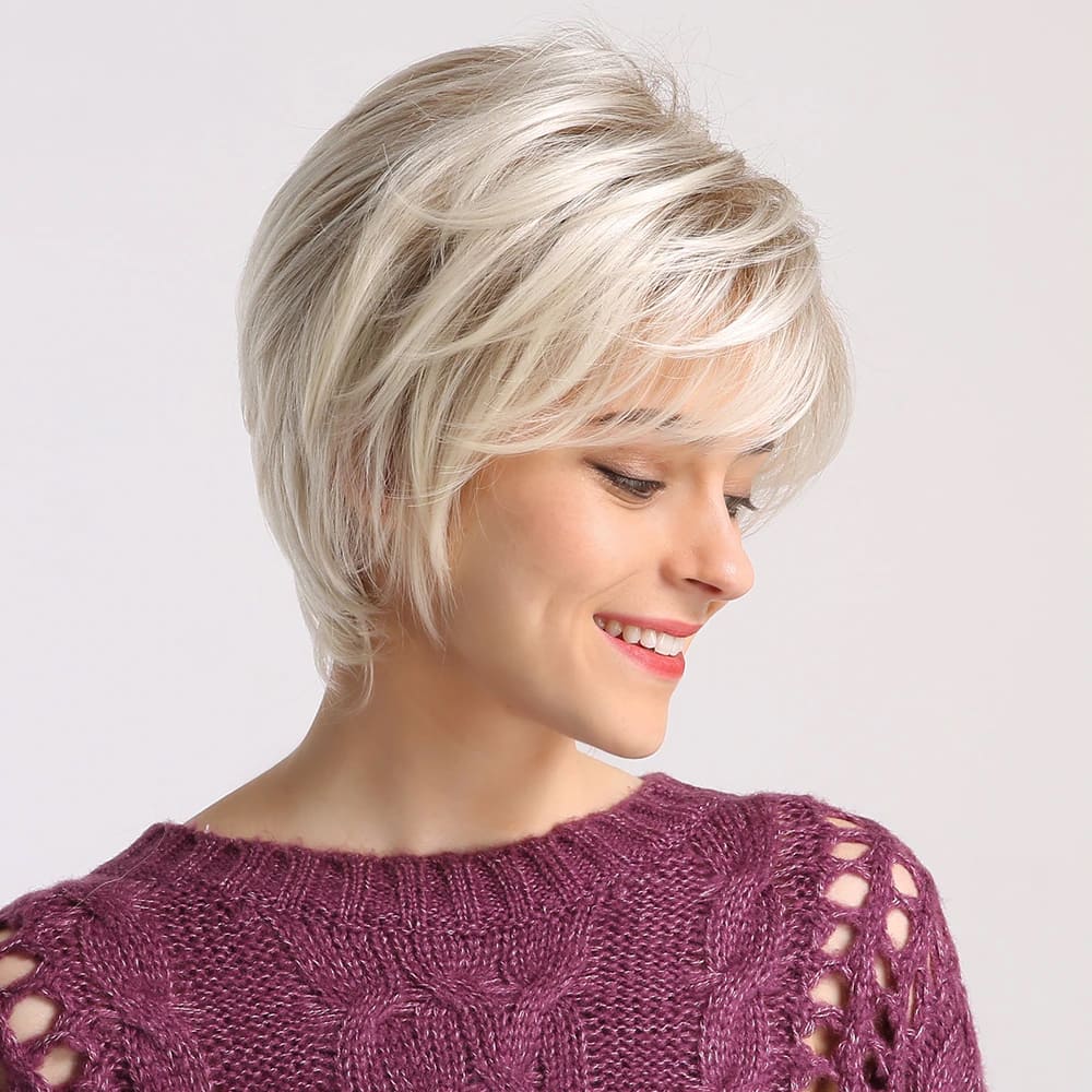 Perruque blonde courte femme indétectable
