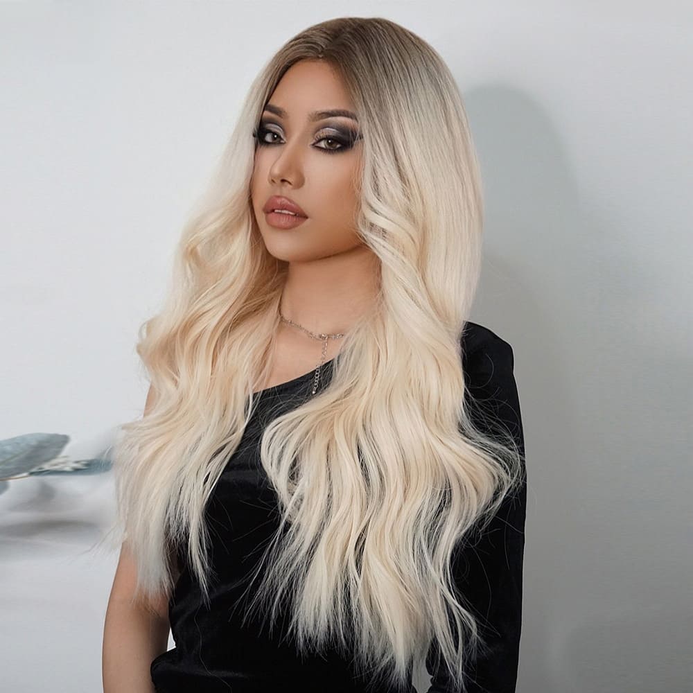 Perruque blonde femme longue ondulation