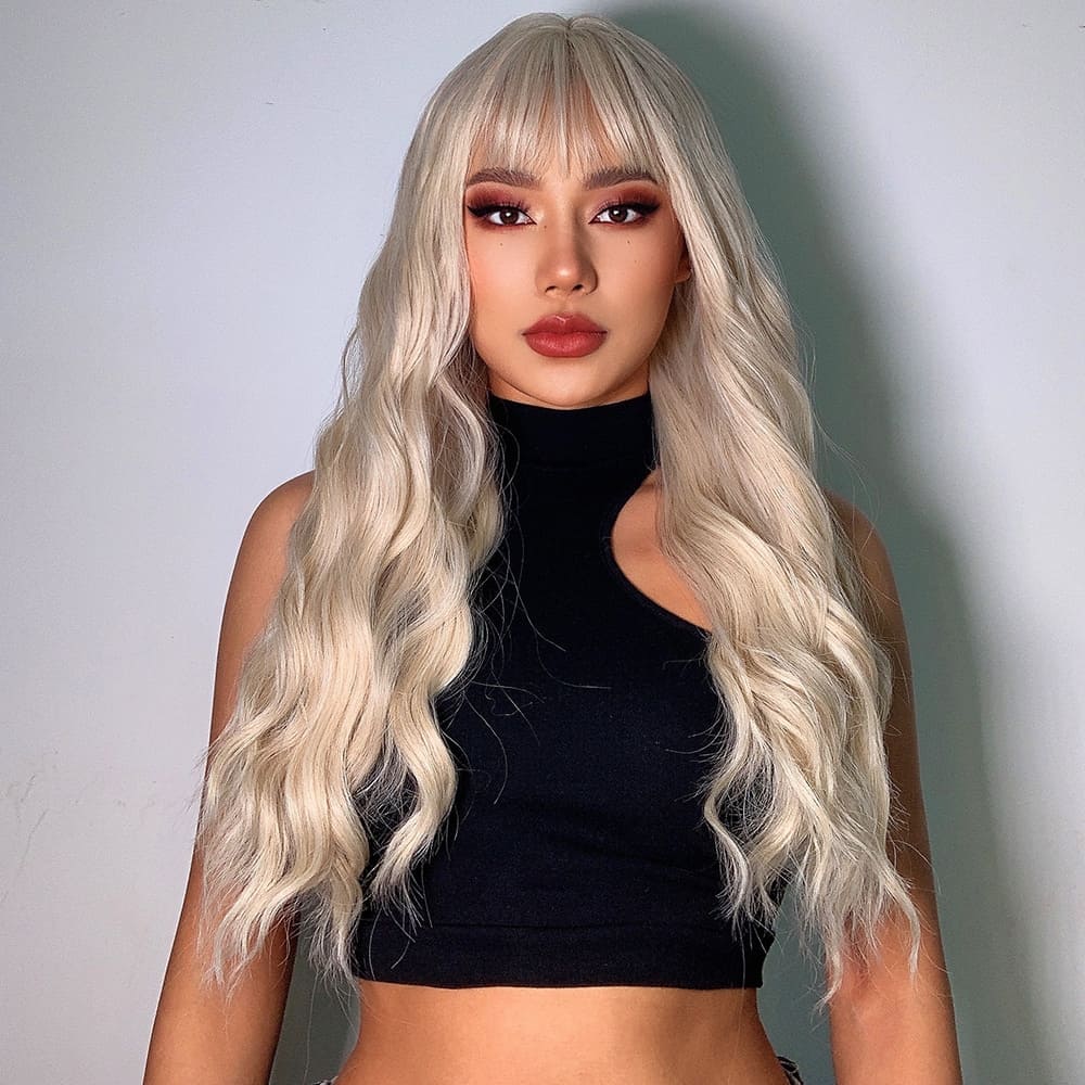 Perruque blonde frange femme