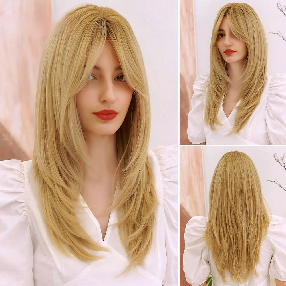 Perruque blonde lisse femme