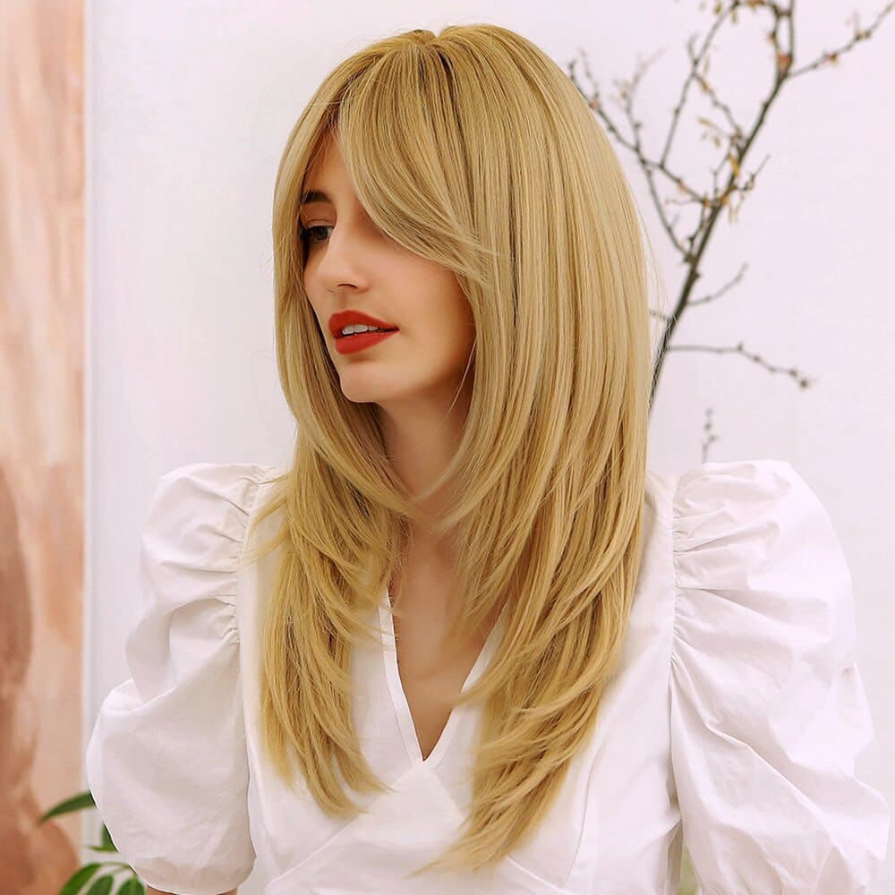 Perruque blonde lisse longue