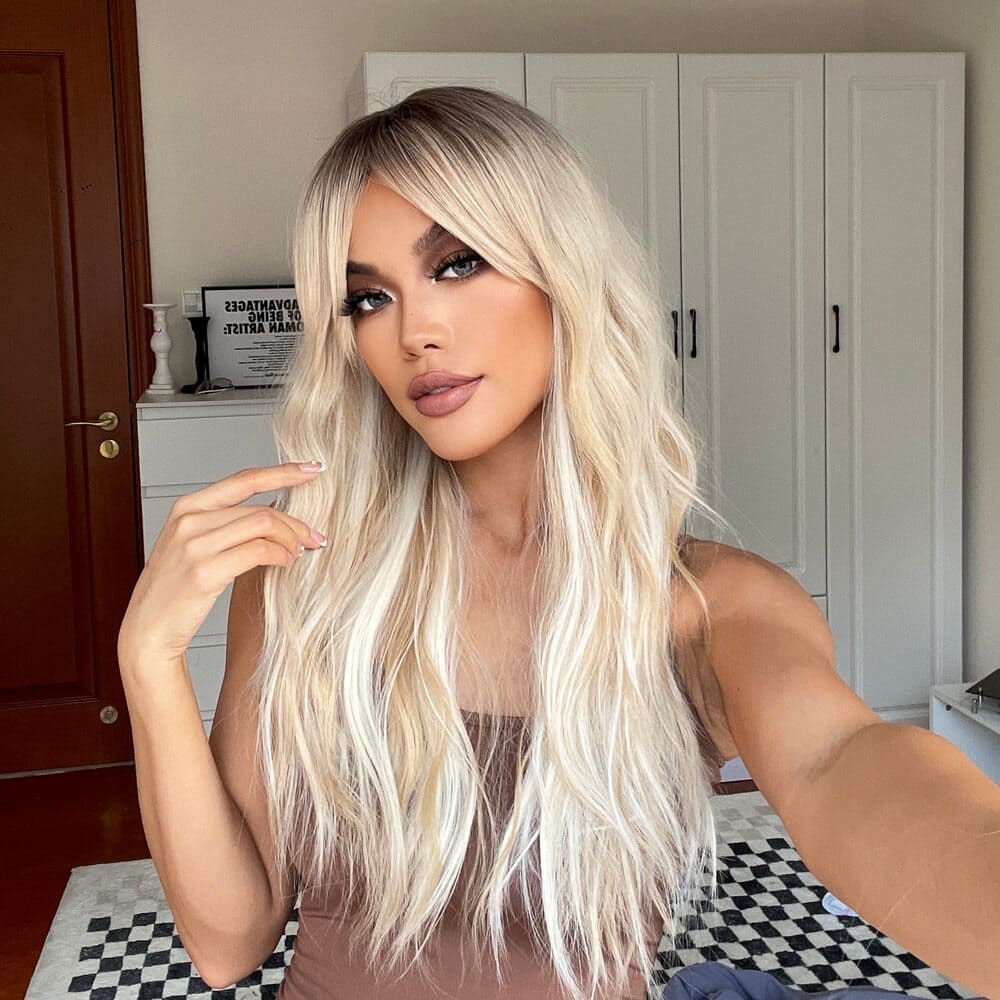 Perruque blonde mèche