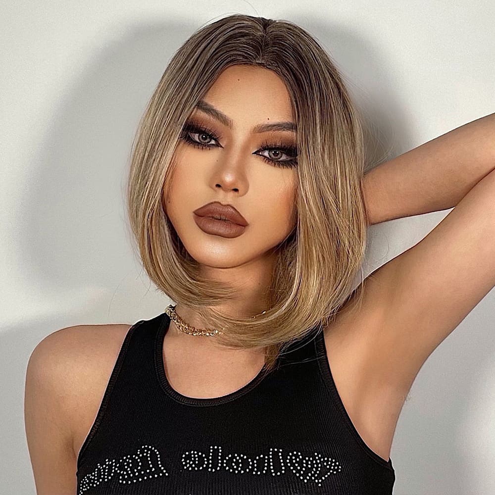 Perruque blonde miel courte