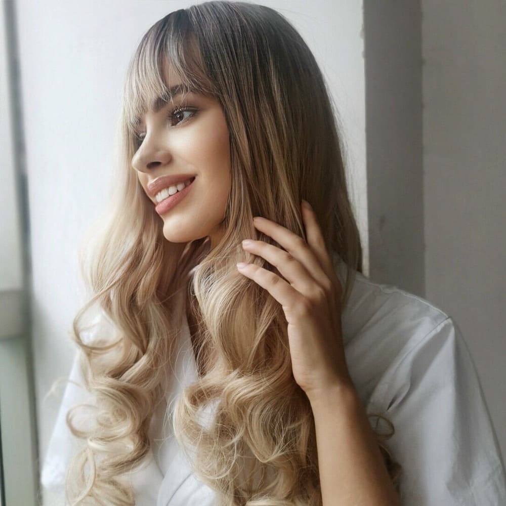 Perruque blonde ondulée femme lady