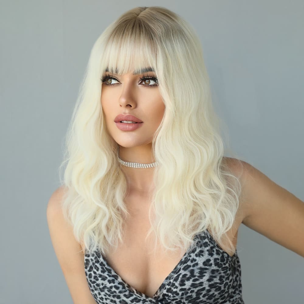 Perruque blonde petite taille frange