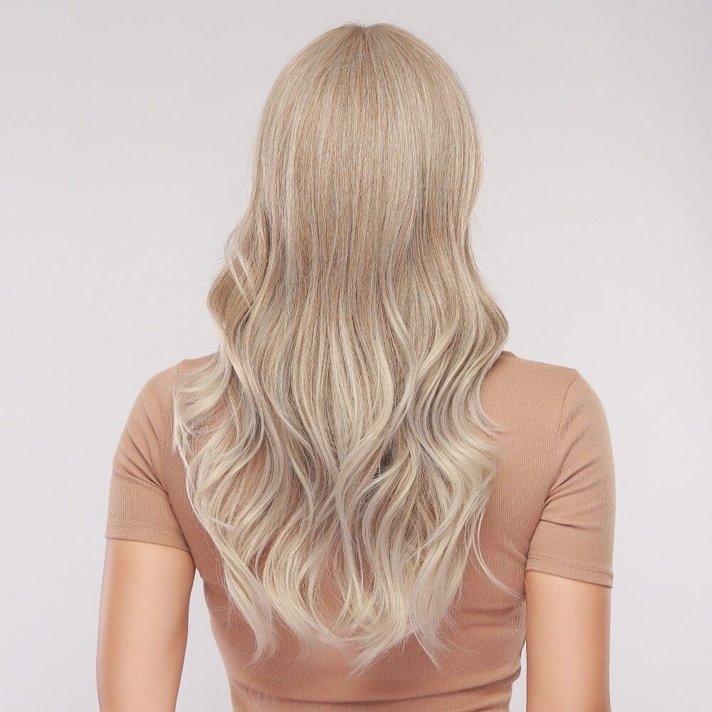 Perruque blonde platine bonne qualité dos