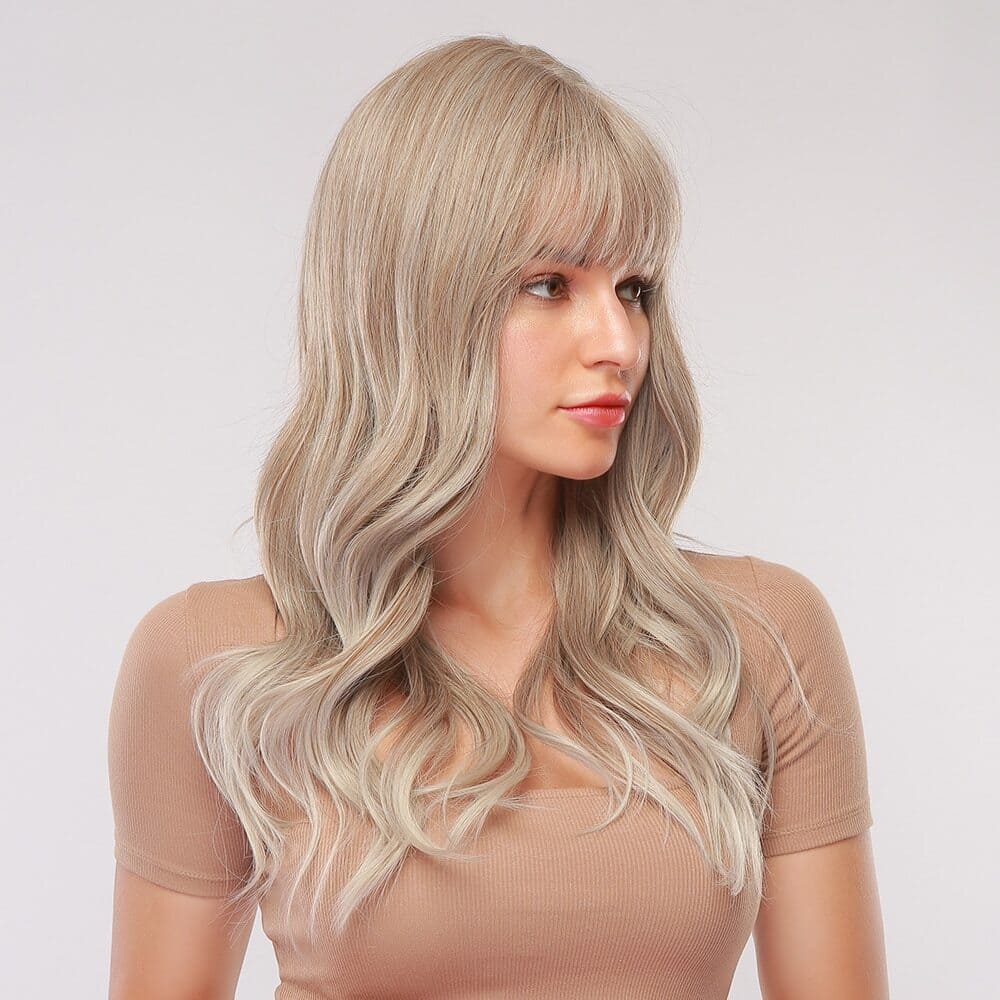 Perruque blonde platine bonne qualité frange