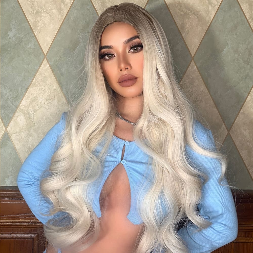 Perruque blonde platine