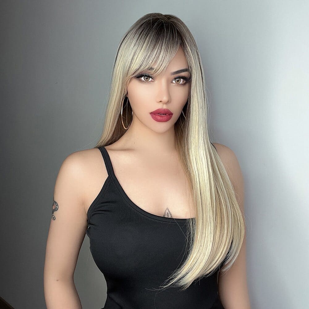 Perruque blonde racine noire