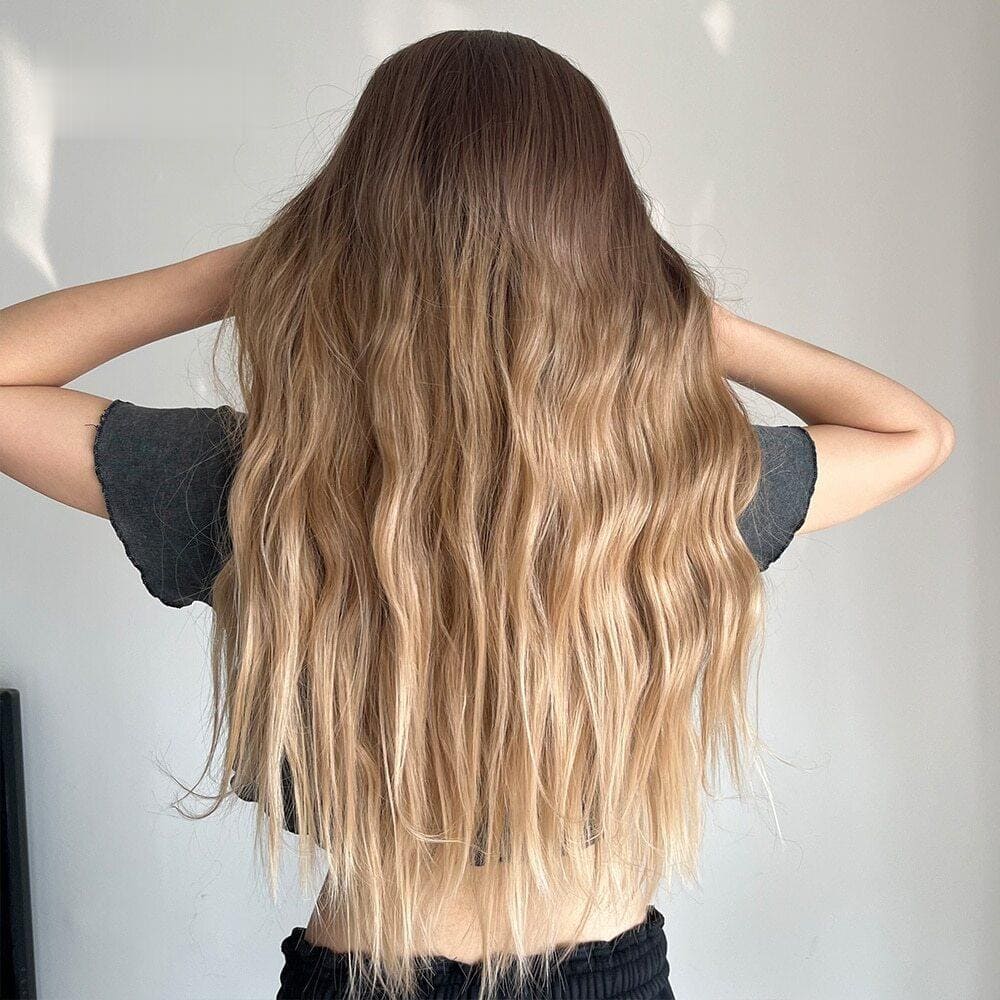 Perruque brune et blonde dégradé
