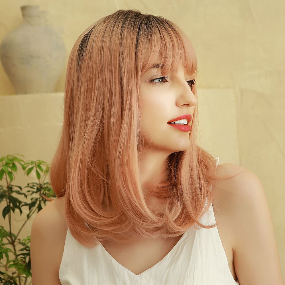 Perruque cheveux cuivrés frange