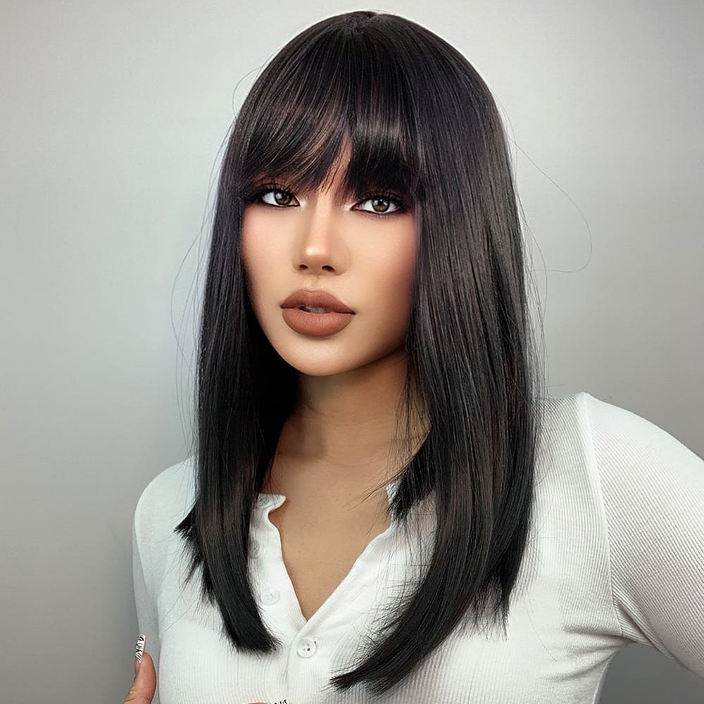 Perruque cheveux noirs