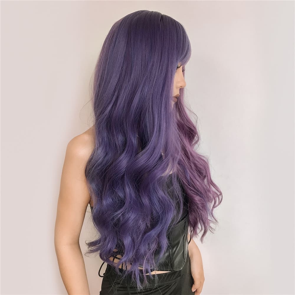 Perruque couleur violette ondulation
