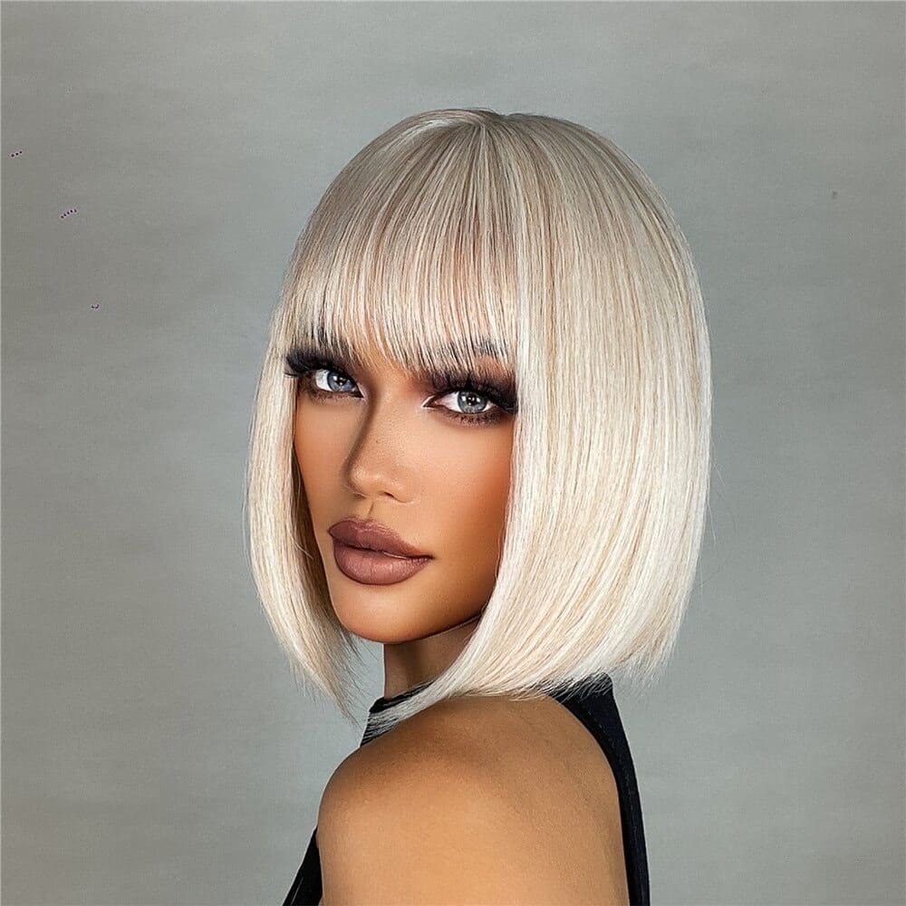 Perruque femme blonde mi longue carré