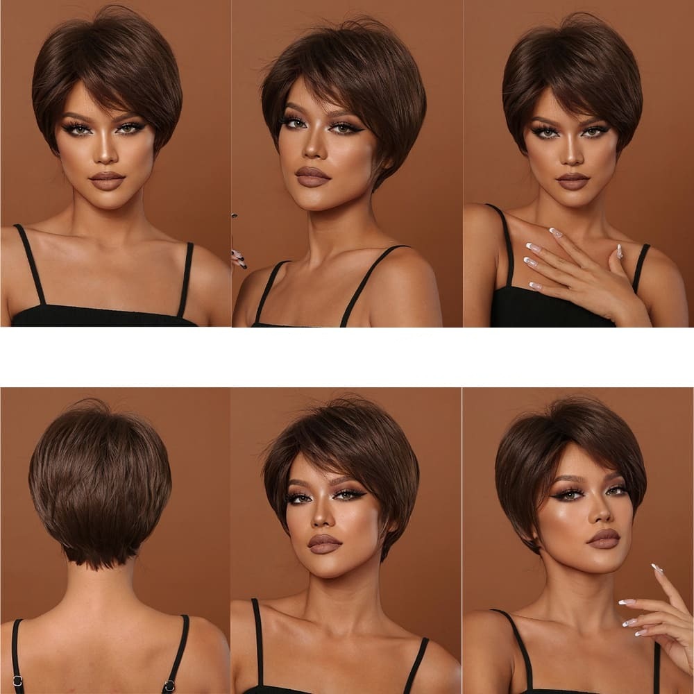 Perruque femme brune courte modèle