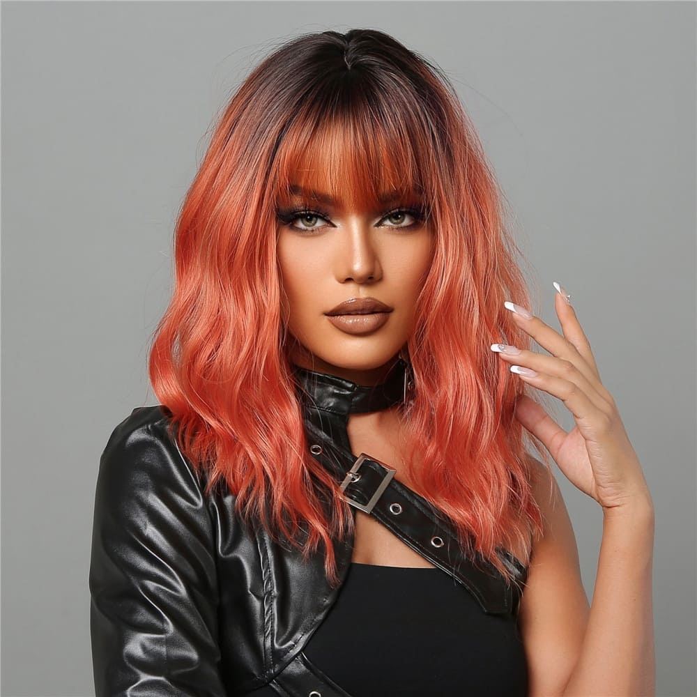 Perruque femme rousse cuivrée racine