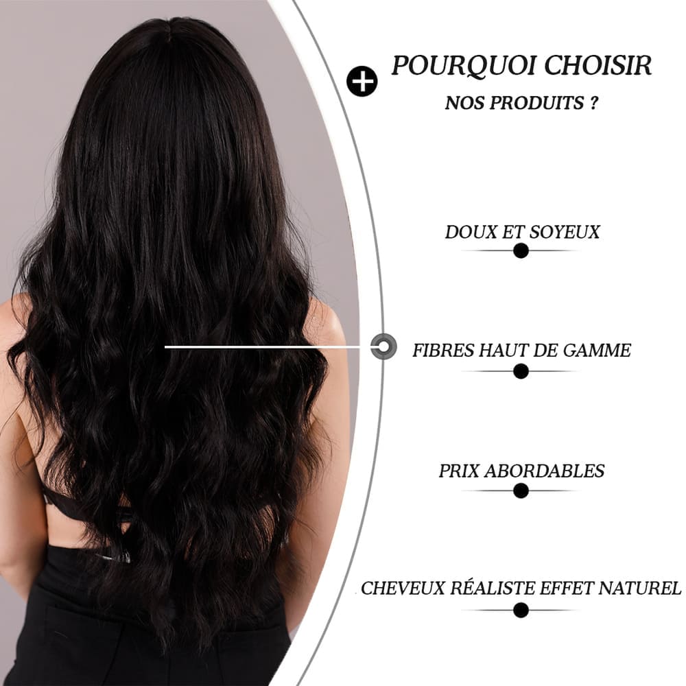 Perruque frange ondulée nuque