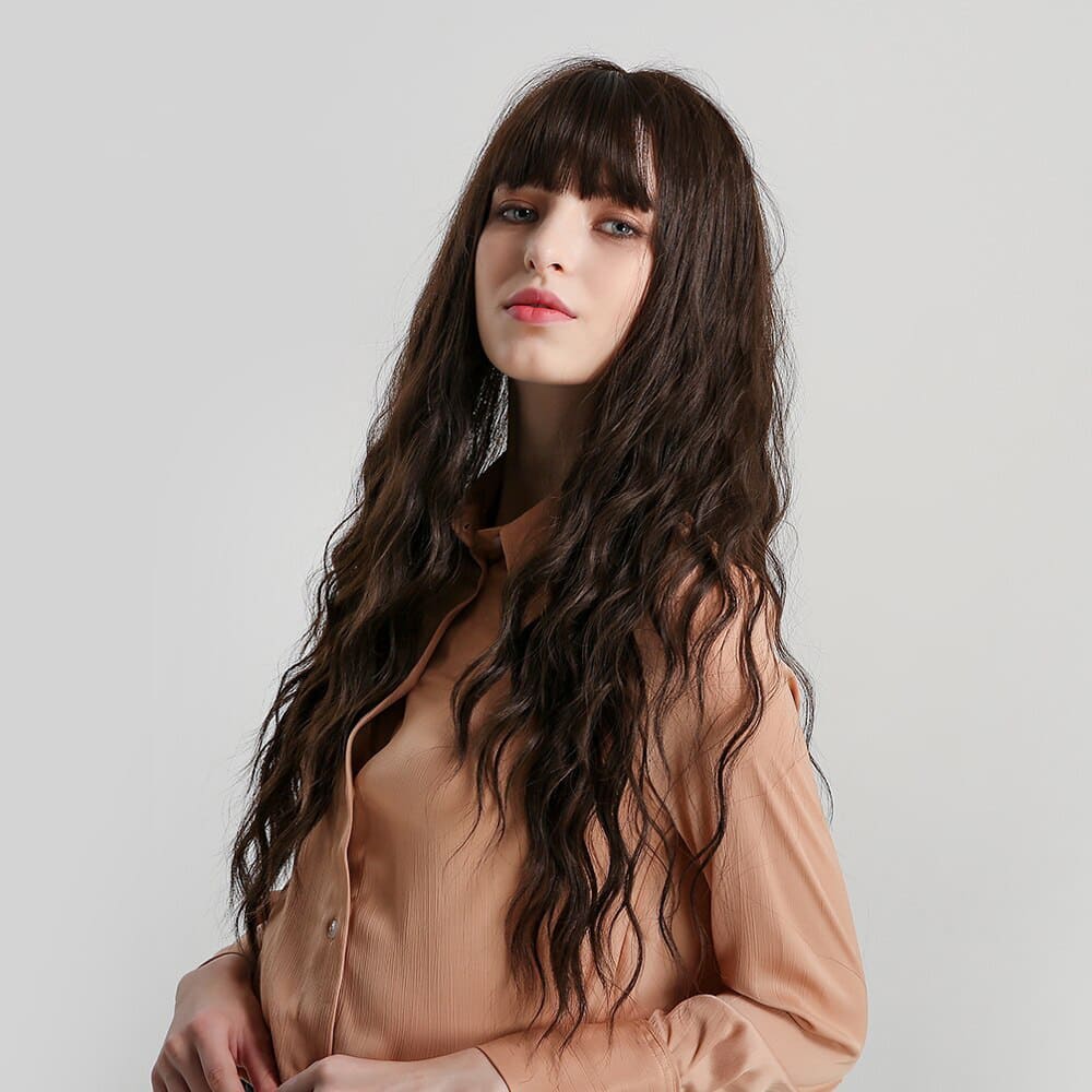 Perruque marron foncé femme