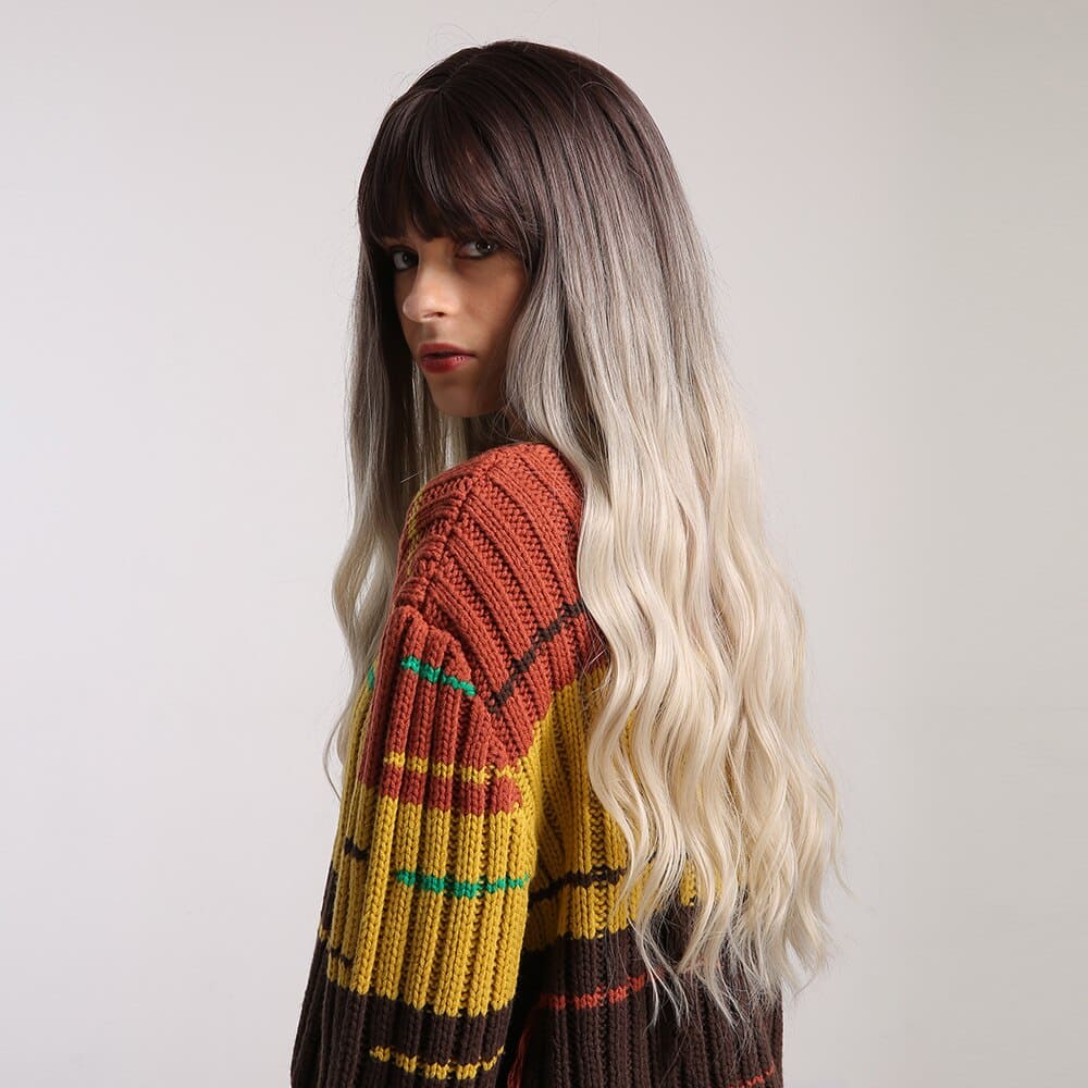 Perruque noire et blonde