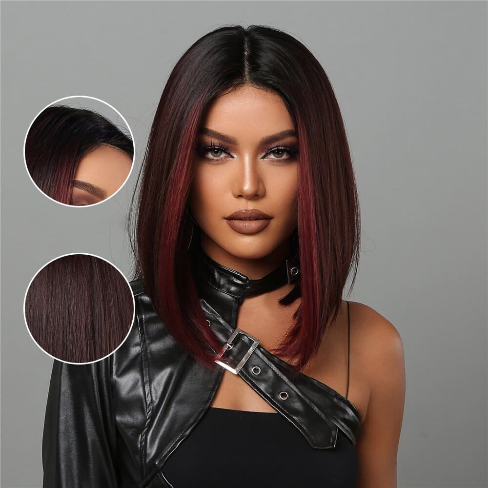 Perruque noir et rouge cheveux