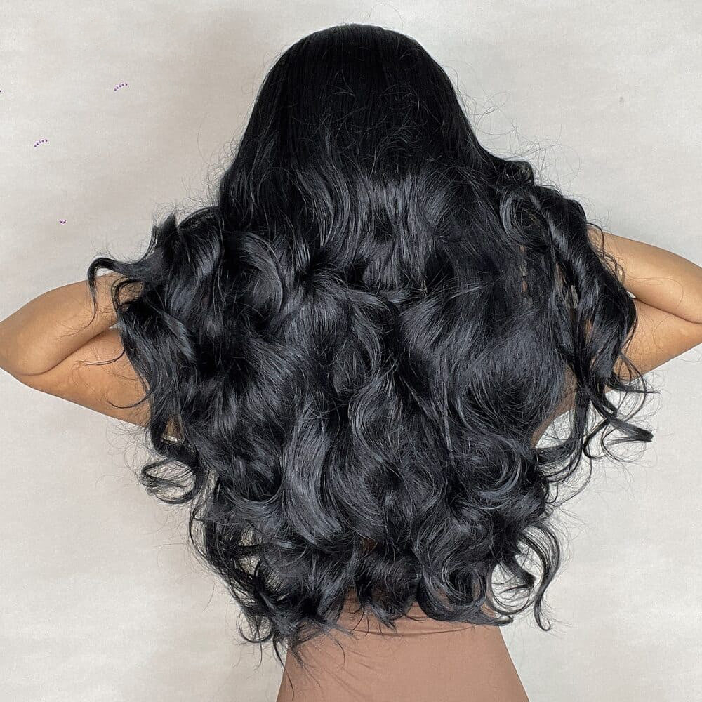 Perruque noire femme naturel nuque