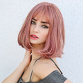 Perruque rose carré