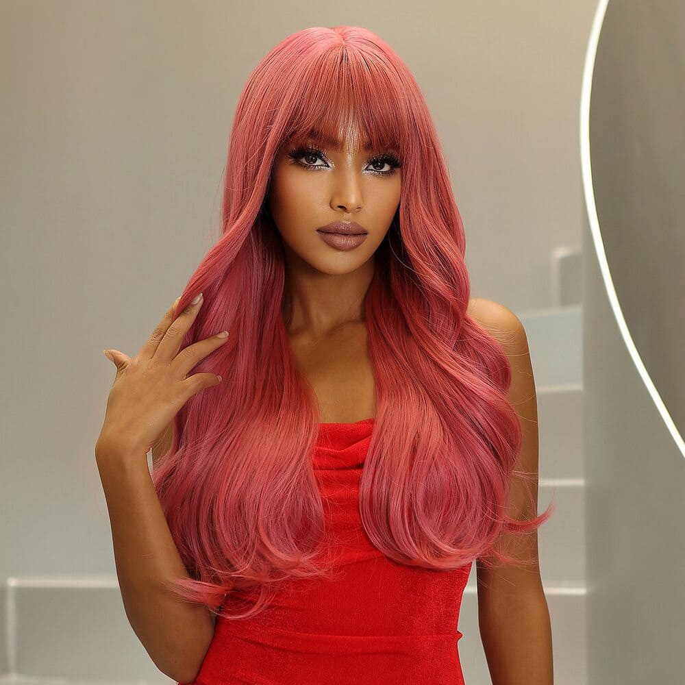 Perruque rose longue femme