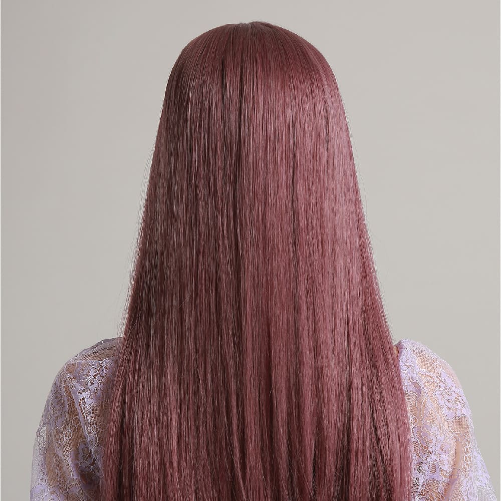 Perruque rose longue frange nuque