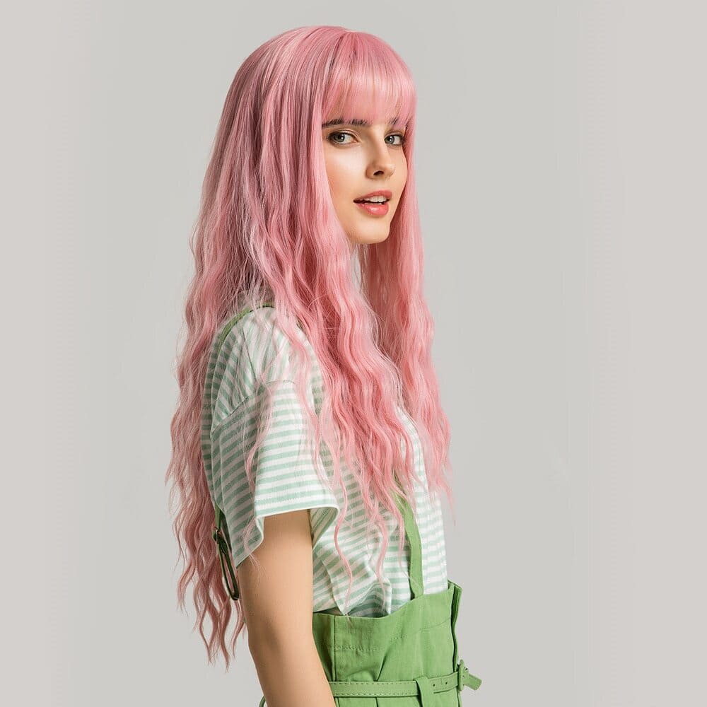 Perruque rose pastel