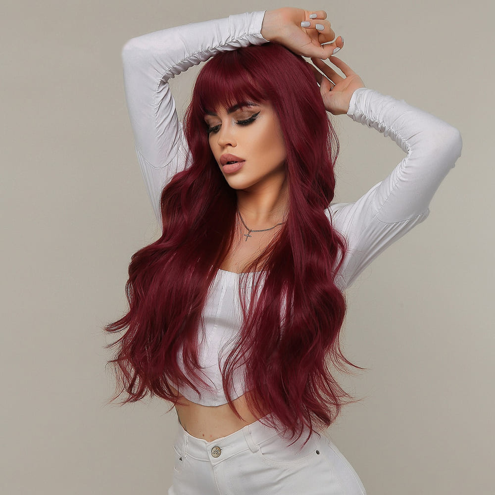 Perruque rouge bordeaux femme