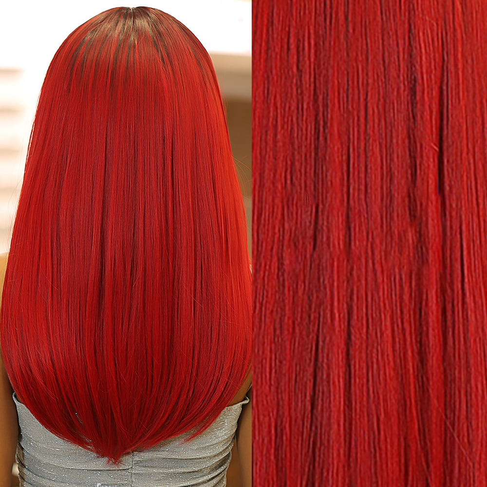 Perruque rouge vif nuque