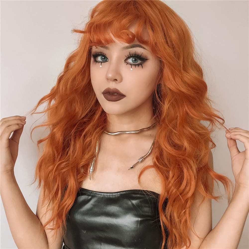 Perruque rousse bouclée femme ondulation