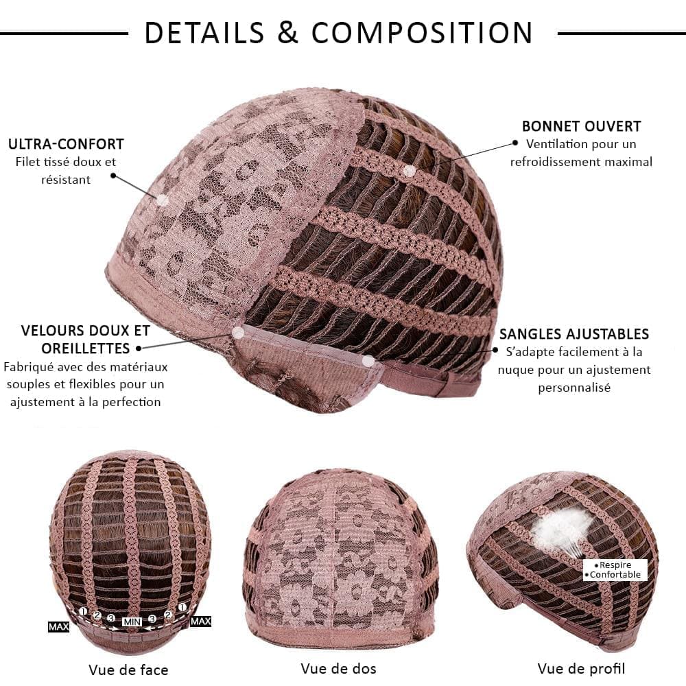 Perruque rousse longue bonnet