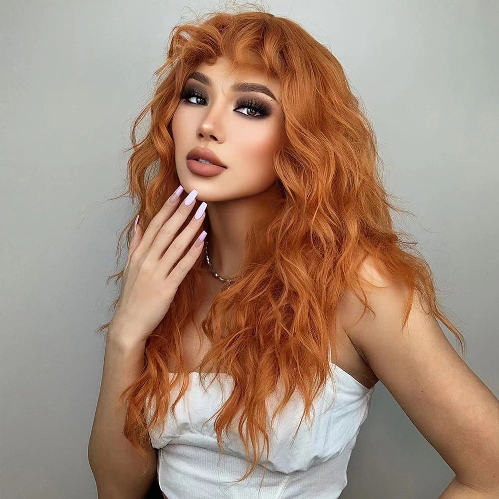 Perruque rousse longue bouclée femme