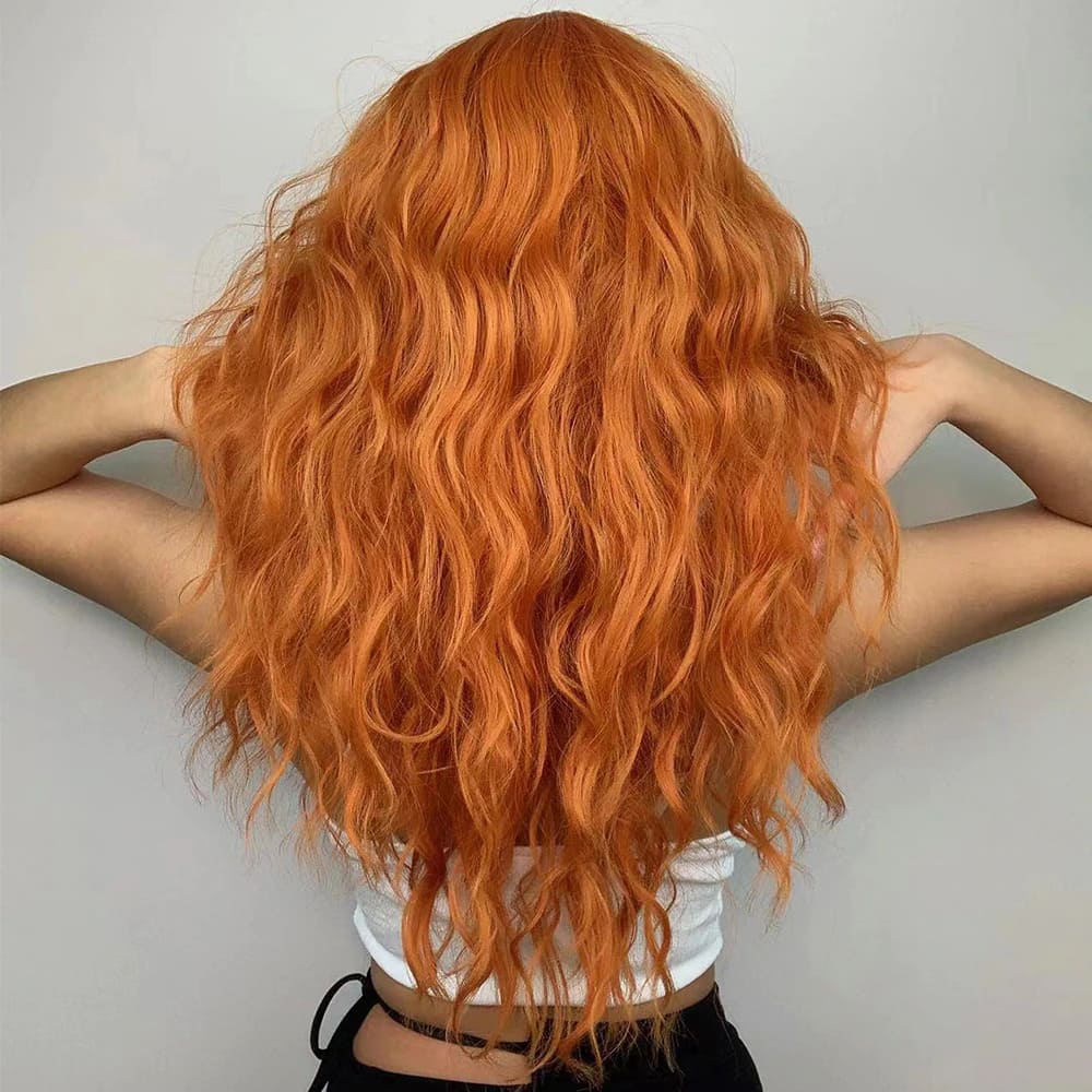 Perruque rousse longue bouclée nuque