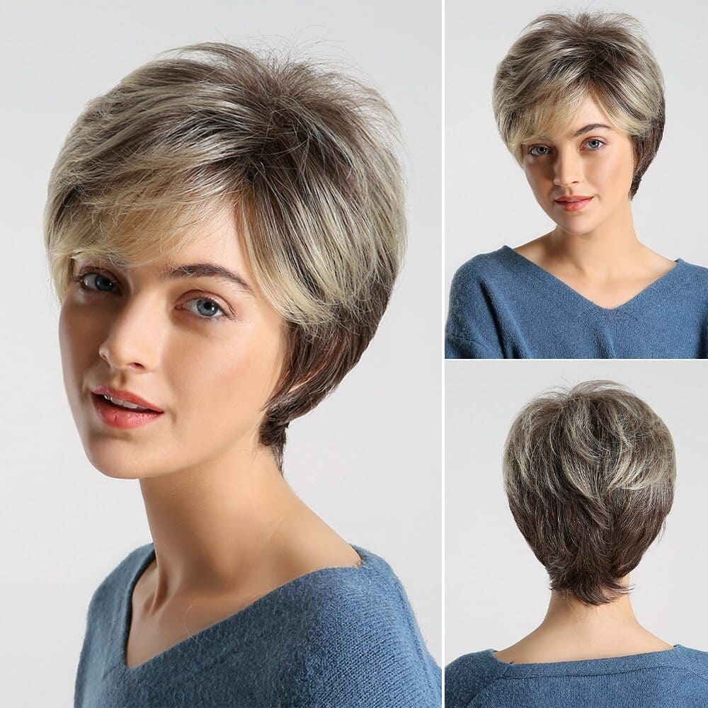 Perruque synthétique courte blonde