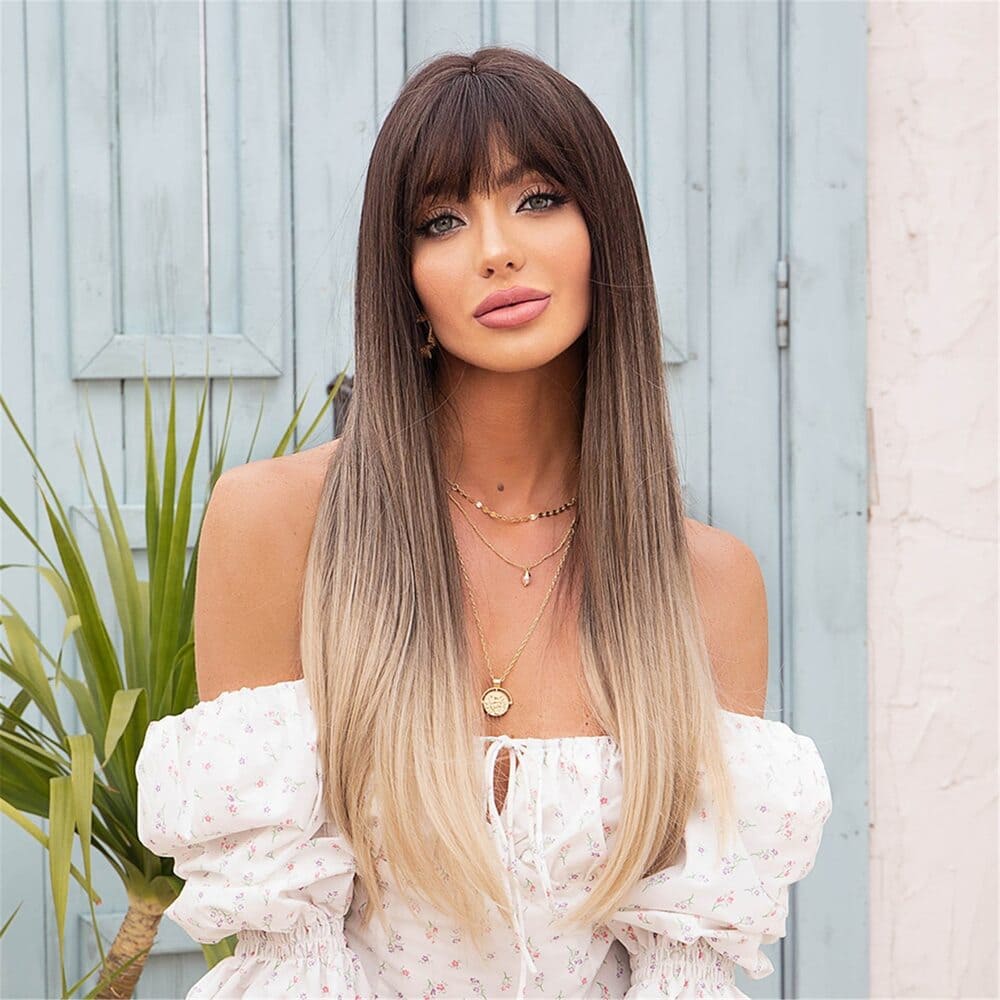 Perruque tie and dye blond lisse