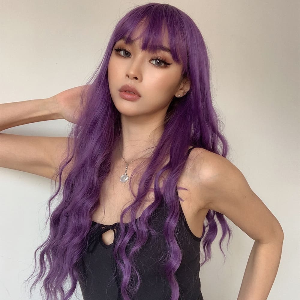 Perruque violette cheveux