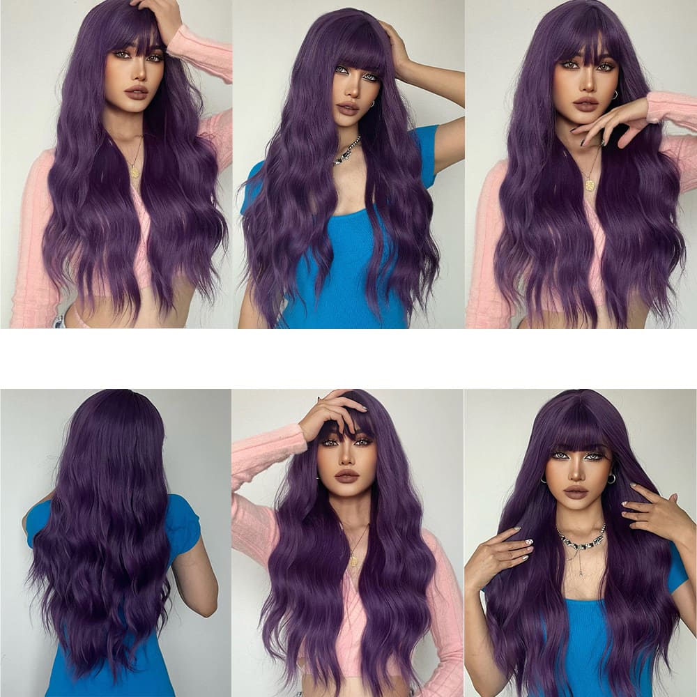 Perruque violette frange modele